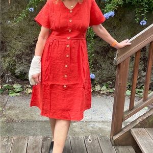 Brand new linen dress! Beautiful red!